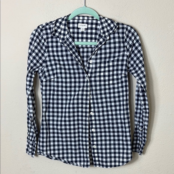 J. Crew Button Down in Gingham Check Navy Blue White size XS - Picture 3 of 9